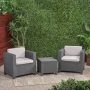 Noble House Warely Dark Grey 3-Piece Wicker Patio Conversation Seating Set w/ Grey Cushions - Image 1