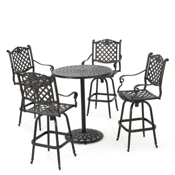 Noble-House-Willow-5-pc-Aluminum-Circular-Outdoor-Bar-Height-Bistro-Set