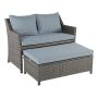 Freestyle Patiorama Brown 2-Piece Wicker Patio Conversation Sectional Set with Grey Cushions with Storage Ottoman Grey - Image 1