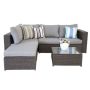UIXE B23 Chocolate Wicker Outdoor Sectional Set w/ Gray Cushions - Image 1