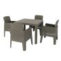 DUKAP LUCCA Grey 5-pc Plastic Outdoor Dining Set with Beige Cushions - Image 1
