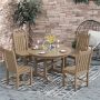 WESTIN OUTDOOR Hayes 5-Piece Round HDPE Plastic Outdoor Dining Set with Side Chairs in Weathered Wood - Image 1