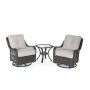 Hanover Orleans Grey 3-pc All-Weather Wicker Patio Swivel Rocking Chat Set with Silver Lining Cushions - Image 1