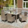 Brown 7-Piece Wicker Outdoor Dining Set w/ Beige Cushions - P-B202200072 - Image 1