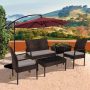 Westin Outdoor Layla 4-Piece Wicker Modern Patio Conversation Set w/ Beige Cushions - Image 1