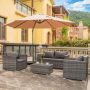 WESTIN OUTDOOR Jenner 4-Piece Contemporary Wicker Patio Conversation Set w/ Gray Cushions - Image 1
