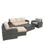 DIRECT WICKER Strathmere Grey 5 pc Wicker Patio Conversation Set w/ Beige Cushions - Image 1