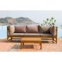 Safavieh Lynwood Modular Teak Brown 2-pc Outdoor Sectional Set with Taupe Cushions - Image 1