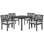 Safavieh Del Mar Dark Slate Gray 5-pc Wood Outdoor Dining Set with Beige Cushions - Image 1