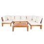 SAFAVIEH Grantown Natural Wood Outdoor Patio Sectional w/ Beige Cushions - Image 1