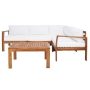 SAFAVIEH Encelia Natural Wood Outdoor Patio Sectional w/ Beige Cushions - Image 1