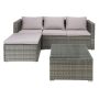 SAFAVIEH Madalina Gray Wicker Outdoor Patio Sectional w/ Gray Cushions - Image 1