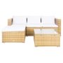 SAFAVIEH Madalina Natural Wicker Outdoor Patio Sectional w/ White Cushions - Image 1