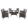 SAFAVIEH Challe Gray/Brown 7-Piece Wicker Outdoor Patio Dining Set w/ White Cushions - Image 1