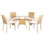 SAFAVIEH Laina Natural 5-Piece Wicker Outdoor Patio Dining Set w/ White Cushions - Image 1