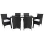 SAFAVIEH Jolin Black 7-Piece Wicker Outdoor Patio Dining Set w/ White Cushions - Image 1