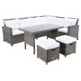 SAFAVIEH Miki Gray/Brown 5-Piece Wicker Outdoor Patio Dining Set w/ White Cushions - Image 1