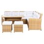 SAFAVIEH Miki Natural 5-Piece Wicker Outdoor Patio Dining Set w/ White Cushions - Image 1