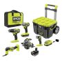 RYOBI ONE+ HP 18V Brushless Cordless 5-Tool Combo Kit with Batteries, Charger, Bag, and LINK Rolling Tool Box - Image 1