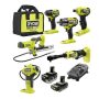 RYOBI ONE+ HP 18V Cordless 6-Tool Ultimate Automotive Starter Kit with (1) 2.0 Ah Battery, (1) 4.0 Ah Battery, Charger and Bag - Image 1