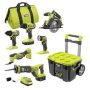 RYOBI ONE+ 18V Cordless 6-Tool Combo Kit with 1.5 Ah Battery, 4.0 Ah Battery, Charger, and LINK Rolling Tool Box - Image 1