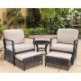 Patio 5-Piece Wicker Patio Conversation Set with Beige Cushions - Image 1