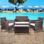 Gardern Brown 4-Piece Wicker Outdoor Conversation Set w/ Beige Cushions - PF-WF191271AAA - Image 1