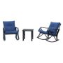 Patio Festival 3-pc Metal Patio Rocker Conversation Set with Blue Cushions - Image 1