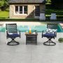 Patio Festival 3-pc Metal Patio Conversation Set with Blue Cushions - Image 1