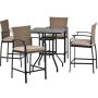 5-Piece Wicker Patio Outdoor Dining Set w/ Light Brown Cushion - Image 1