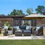 OVIOS Positano Gray 5-Piece Wicker Outdoor Patio Conversation Seating Set with Blue Cushions - Image 1
