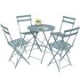 Pyramid Home Decor Daphne Pastel Blue 5-Piece Metal Foldable Outdoor Round Bistro Set - Image 1