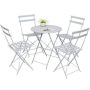 Pyramid Home Decor Daphne White 5-Piece Metal Foldable Outdoor Round Bistro Set - Image 1