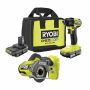 RYOBI ONE+ HP 18V Brushless Cordless Compact 1/4in Impact Driver and Cut-Off Tool, (2) 1.5 Ah Batteries, Charger, and Bag - Image 1