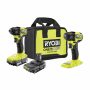 RYOBI ONE+ HP 18V Brushless Cordless Compact 1/4in Impact Driver, 3/8in Impact Wrench, (2) Batteries, Charger, and Bag - Image 1