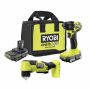 RYOBI ONE+ HP 18V Brushless Cordless Compact 1/4in Impact Driver and 3/8in Right Angle Drill with (2) Batteries, Charger - Image 1