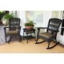Tortuga Outdoor Portside Plantation Dark Roast 3-Piece Wicker Outdoor Rocking Chair Set with Tan Cushion - Image 1
