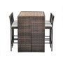Brown 5-Piece Outdoor Wicker Outdoor Dining Set w/ Acacia Top and Cream Colored Cushions - Image 1