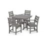 POLYWOOD Grant Park Grey 5-pc. Farmhouse Plastic Outdoor Patio Arm Chair Dining Set - Image 1
