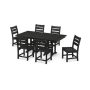 POLYWOOD Grant Park Black 7-pc Plastic Side Chair Outdoor Dining Set - Image 1