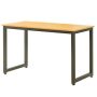 Basicwise 47-in. Natural Wooden Writing Desk Homes Office Table with Sturdy Metal Frame - Image 1