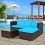 Patio Dark Grey 5-Piece Wicker Patio Conversation Set with Blue Cushions - Image 1