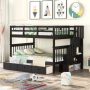 Harper & Bright Designs Espresso Full Bunk Bed w/ Drawers and Storage Stairway - Image 1