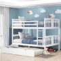 Harper & Bright Designs White Full Wood Bunk Bed w/ Twin Size Trundle and Ladder - Image 1