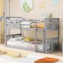 Harper & Bright Designs Gray Twin Over Twin. Wood Low Bunk Bed with Ladder - Image 1