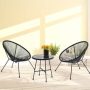 3-Piece All-Weather Black Woven Outdoor Acapulco Chair Bistro Set (Set of 2 Chairs and 1 Glass Top Table) - Image 1