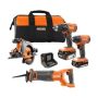 RIDGID 18V Cordless 4-Tool Combo Kit with (1) 4.0 Ah Battery, (1) 2.0 Ah Battery, Charger, and Bag - Image 1