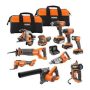 RIDGID 18V Cordless 10-Tool Combo Kit with (2) 2.0 Ah Battery, (1) 4.0 Ah Battery, Charger, and Bag - Image 1