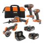RIDGID 18V SubCompact Brushless Cordless 4-Tool Combo Kit with 2.0 Ah Battery, 4.0 Ah Battery, Charger, and Bag - Image 1