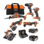 RIDGID 18V SubCompact Brushless Cordless 6-Tool Combo Kit with 2.0 Ah Battery, 4.0 Ah Battery, Charger, and Bag - Image 1